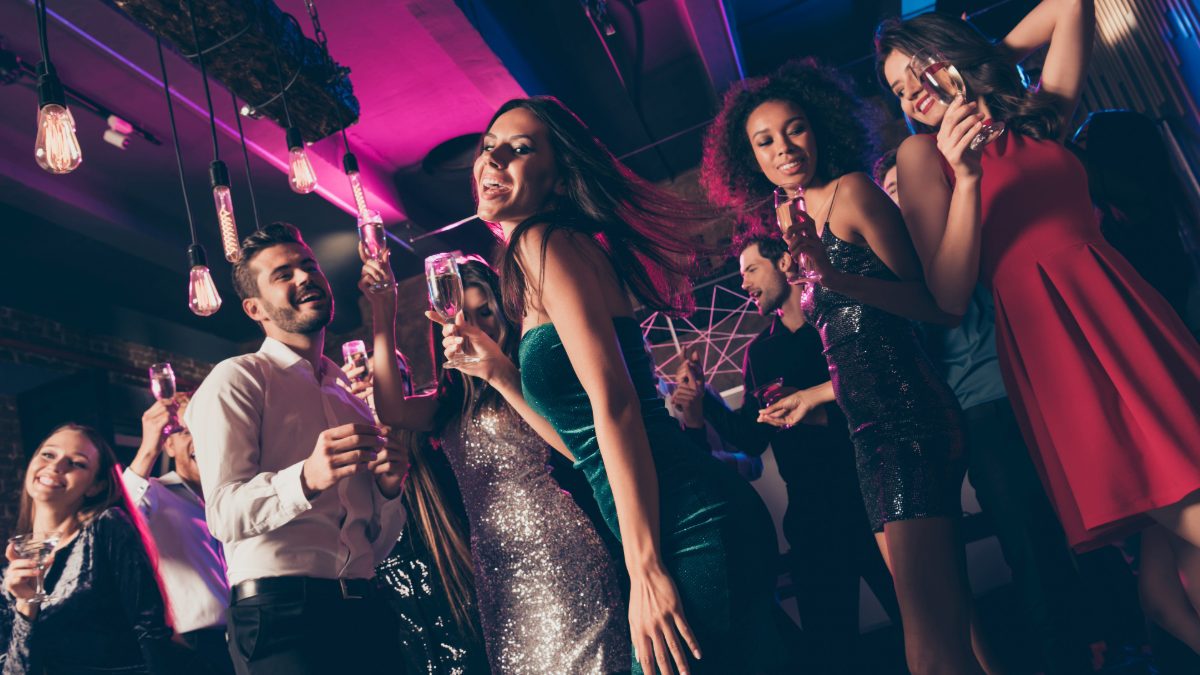 Young people celebrating at a night out